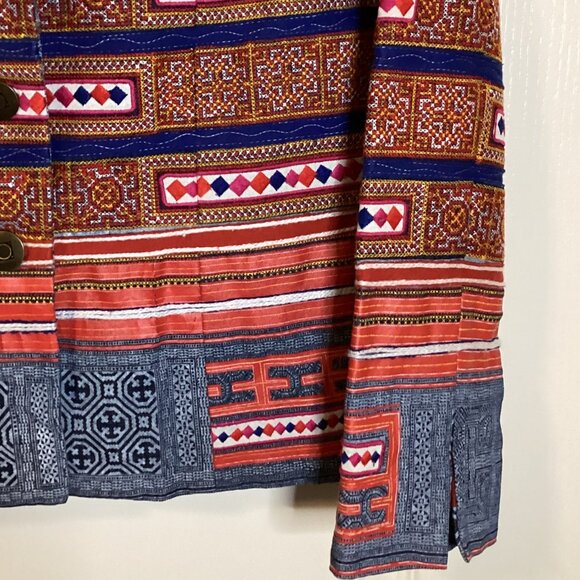 Coldwater Creek Women's Jacket Size 4 Colorful Geometric Strips Lined Cotton - Picture 2 of 8